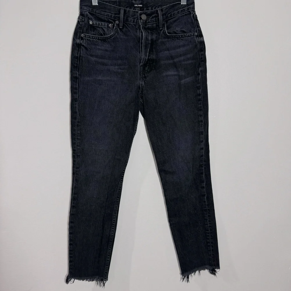 GRLFRND Karolina‎ Skinny High Rise In Hold Up Black Button Fly Raw Hem Size 25